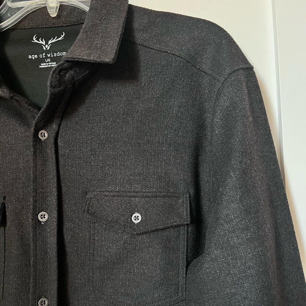 Age Of Wisdom Classic Brown Timeless Business Casual Soft Button Down Shirt SZ L - Picture 11 of 15